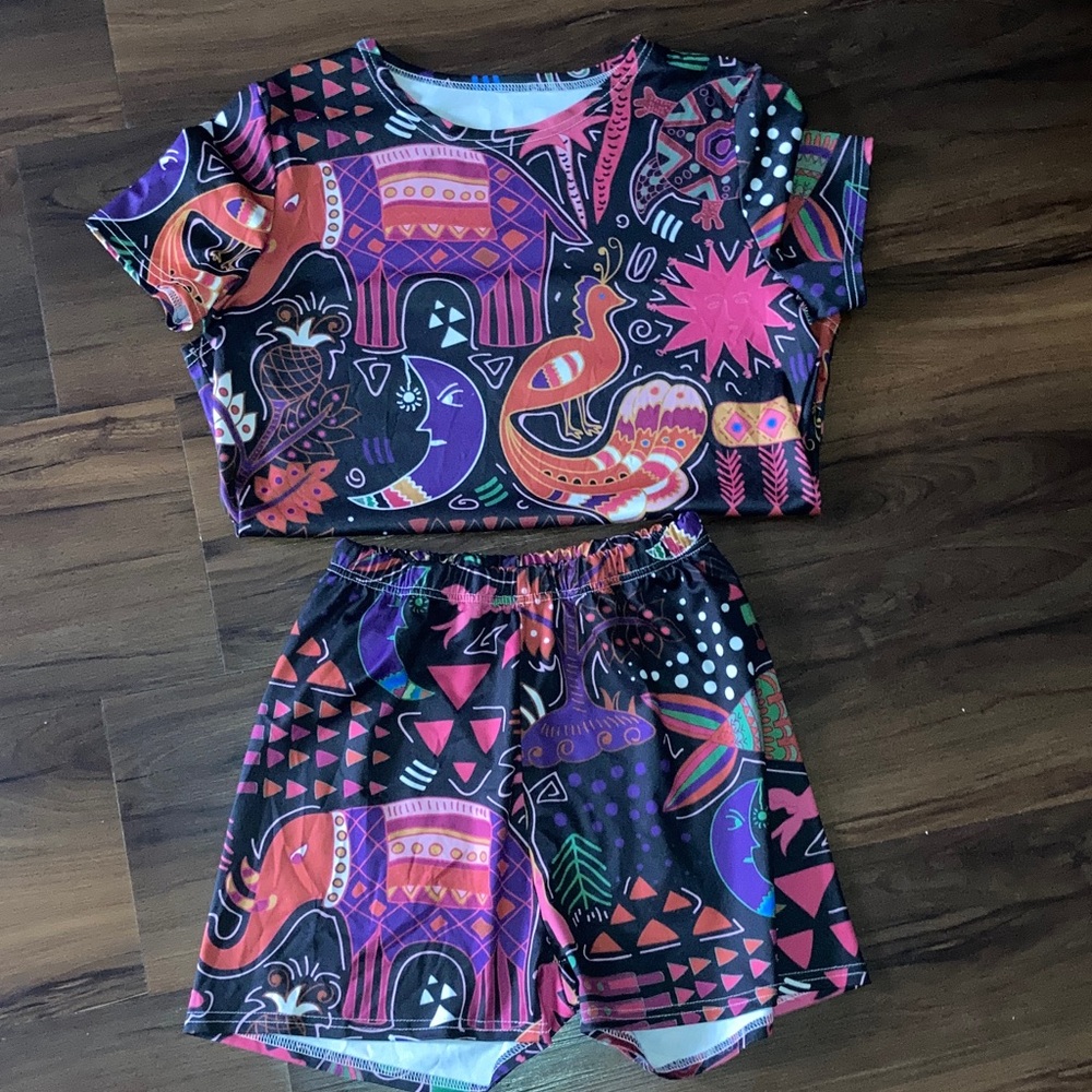 Colorful Graphic Two-Piece Set